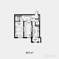 ЖК Табысты — 2-ком 63,7 м² (от 22 932 000 тг)