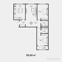 ЖК BrickTown — 3-ком 95,7 м² (от 43 538 950 тг)