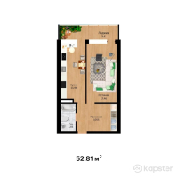 ЖК Жаксылык — 1-ком 52,8 м² (от 8 449 700 тг)