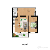 ЖК Жаксылык — 2-ком 75,9 м² (от 12 140 900 тг)