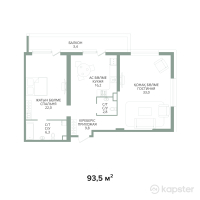 ЖК METROPOLE — 2-ком 93,5 м² (от 103 785 000 тг)