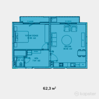 ЖК Nur-Sultan City — 1-ком 62,3 м² (от 19 749 100 тг)