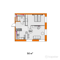 Апарт-отель YE`S Астана — 2-ком 50 м² (от 45 000 000 тг)