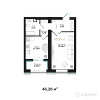 ЖК Asylym Prime — 1-ком 46,3 м² (от 23 973 100 тг)