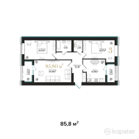 ЖК Asylym Prime — 3-ком 85,8 м² (от 44 418 500 тг)