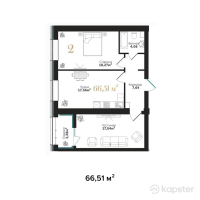 ЖК Asylym Prime — 2-ком 66,5 м² (от 34 452 200 тг)