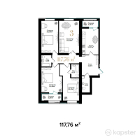 ЖК Asylym Prime — 4-ком 117,8 м² (от 60 999 700 тг)