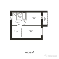 ЖК Baiterek — 2-ком 46,4 м² (от 14 380 900 тг)
