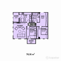 ЖК Golden Residence — 3-ком 76,2 м² (от 49 504 000 тг)