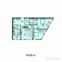 ЖК Golden Residence — 3-ком 95,9 м² (от 60 866 000 тг)