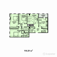 ЖК Golden Residence — 4-ком 114,9 м² (от 74 691 500 тг)