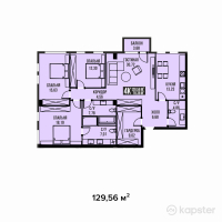 ЖК Golden Residence — 4-ком 129,6 м² (от 84 214 000 тг)
