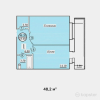 ЖК на ул. Оракбаева, 1а — 1-ком 48,2 м² (от 13 496 000 тг)