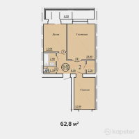 ЖК на ул. Оракбаева, 1а — 2-ком 62,8 м² (от 17 584 000 тг)