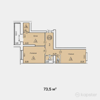 ЖК на ул. Оракбаева, 1а — 2-ком 73,5 м² (от 20 580 000 тг)