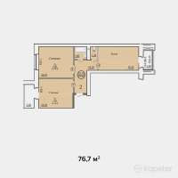 ЖК на ул. Оракбаева, 1а — 2-ком 76,7 м² (от 21 476 000 тг)