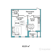 ЖК Sky Hills — 1-ком 63,5 м² (null)