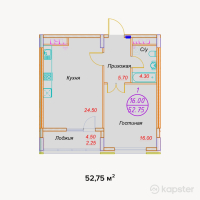ЖК Shugyla — 1-ком 52,8 м² (от 23 210 000 тг)