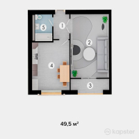ЖК Asiya — 1-ком 49,5 м² (от 9 900 000 тг)