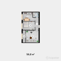 ЖК Asiya — 2-ком 56,8 м² (от 11 360 000 тг)