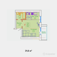ЖК Washington — 1-ком 31,6 м² (от 17 380 000 тг)