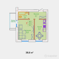 ЖК Washington — 1-ком 38,6 м² (от 21 230 000 тг)