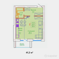 ЖК Washington — 1-ком 41,3 м² (от 22 715 000 тг)