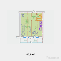 ЖК Washington — 1-ком 42,9 м² (от 23 595 000 тг)