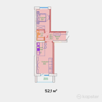 ЖК Washington — 2-ком 52,1 м² (от 28 655 000 тг)
