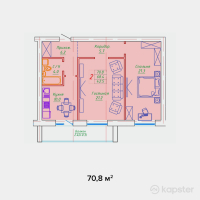 ЖК Washington — 2-ком 70,8 м² (от 38 940 000 тг)