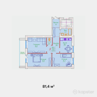 ЖК Washington — 3-ком 81,4 м² (от 44 770 000 тг)