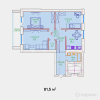 ЖК Washington — 3-ком 81,5 м² (от 44 825 000 тг)