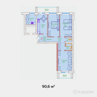 ЖК Washington — 3-ком 90,6 м² (от 49 830 000 тг)