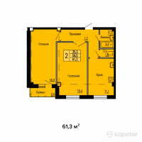 ЖК Жана — 2-ком 61,3 м² (от 25 746 000 тг)
