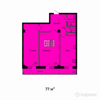 ЖК Жана — 2-ком 77 м² (от 32 340 000 тг)