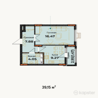 ЖК Амирель — 1-ком 39,2 м² (от 12 528 000 тг)