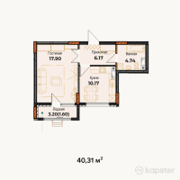 ЖК Амирель — 1-ком 40,3 м² (от 12 899 200 тг)