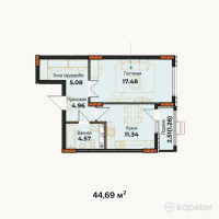ЖК Амирель — 1-ком 44,7 м² (от 14 300 800 тг)
