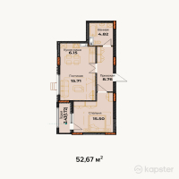 ЖК Амирель — 2-ком 52,7 м² (от 16 854 400 тг)