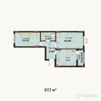 ЖК Амирель — 2-ком 57,7 м² (от 18 464 000 тг)