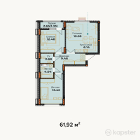 ЖК Амирель — 3-ком 61,9 м² (от 19 814 400 тг)