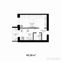 ЖК Династия — 1-ком 45,3 м² (от 15 848 000 тг)