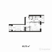 ЖК Династия — 2-ком 65,8 м² (от 22 355 000 тг)