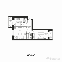 ЖК Династия — 2-ком 67,4 м² (от 22 916 000 тг)