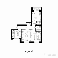 ЖК Династия — 2-ком 72,4 м² (от 24 609 200 тг)