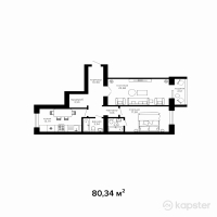 ЖК Династия — 2-ком 80,3 м² (от 27 315 600 тг)