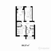 ЖК Династия — 3-ком 89,4 м² (от 30 385 800 тг)