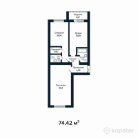 ЖК Azimut — 2-ком 74,4 м² (от 26 047 000 тг)