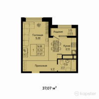 ЖК Яссауи — 1-ком 37,1 м² (от 17 052 200 тг)