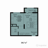 ЖК Яссауи — 1-ком 39,7 м² (от 18 262 000 тг)
